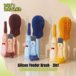 Silicone Feeder & Nipple Cleaning Brush – 3 in 1