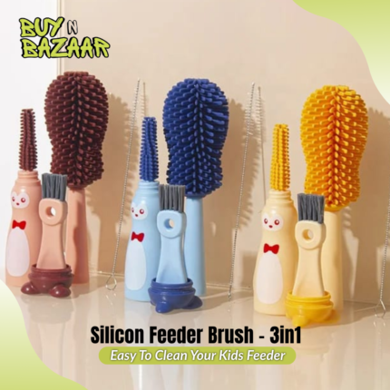 Silicone Feeder & Nipple Cleaning Brush – 3 in 1